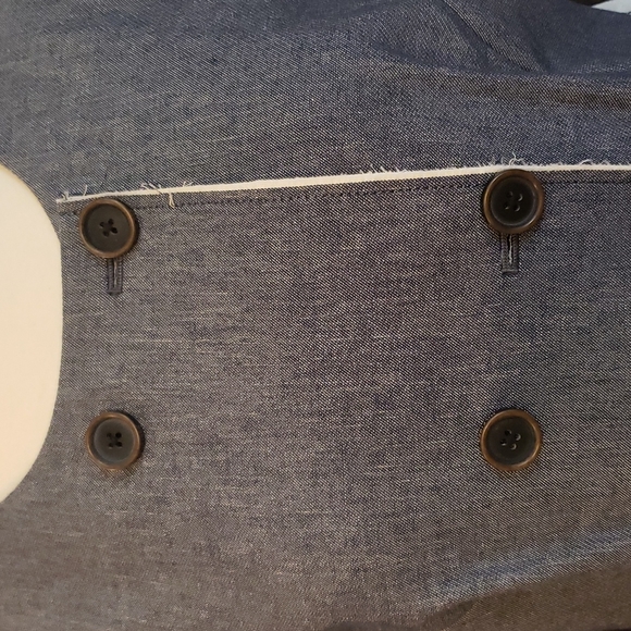 TOMMY HILFIGER DISTRESSED UNFINISHED EXPOSED RAW HEM BLUE JEAN JACKET BLAZER 8 - Picture 2 of 11